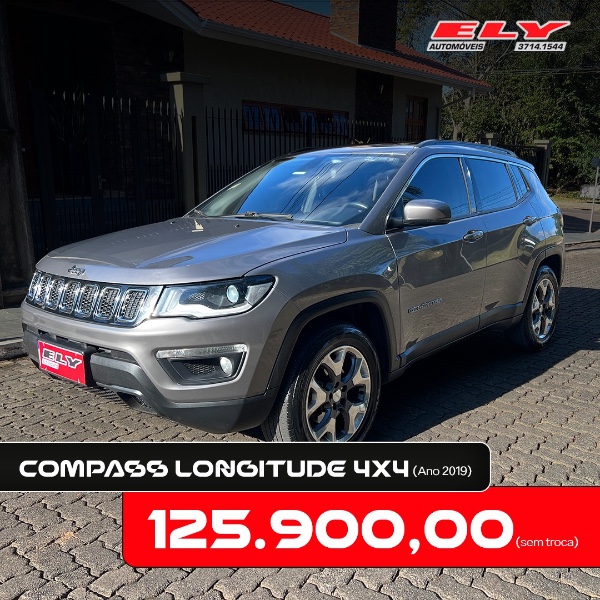 JEEP COMPASS 2.0 16V DIESEL LONGITUDE 4X4 AUTOMÁTICO 2019/2019 ELY AUTOMÓVEIS LAJEADO / Carros no Vale