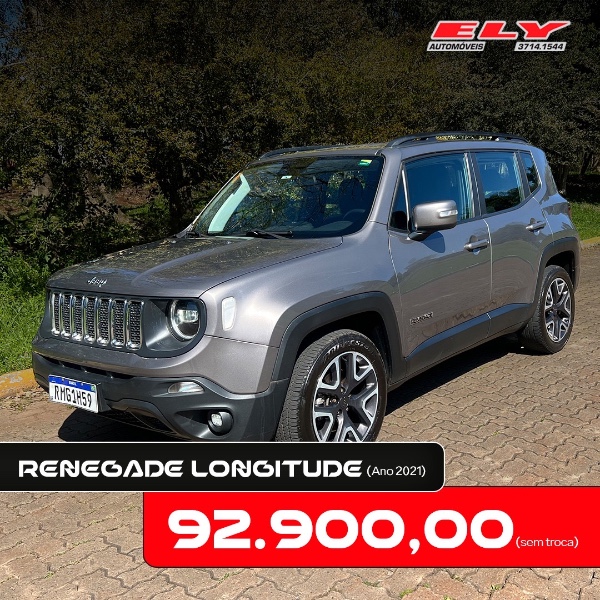 JEEP RENEGADE LONGITUDE 1.8 4X2 FLEX 16V AUT. 2021/2021 ELY AUTOMÓVEIS LAJEADO / Carros no Vale