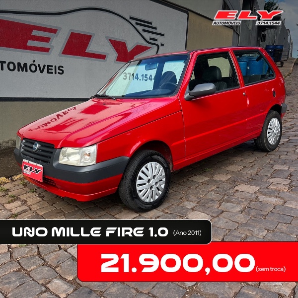 FIAT UNO 1.0 MILLE FIRE 8V 2011/2011 ELY AUTOMÓVEIS LAJEADO / Carros no Vale