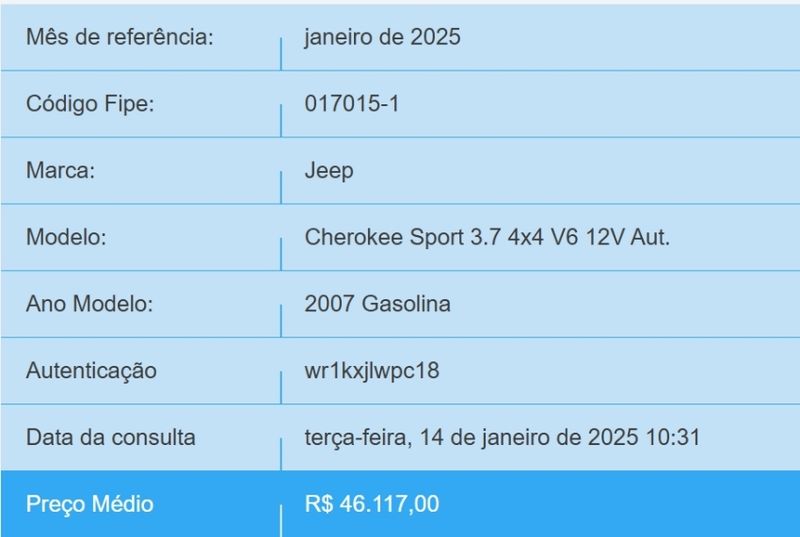 JEEP CHEROKEE 3.7 SPORT 4X4 V6 12V GASOLINA 4P AUTOMÁTICO 2006/2007 BETIOLO NOVOS E SEMINOVOS LAJEADO / Carros no Vale