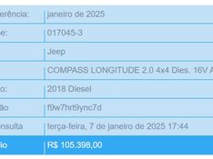 JEEP COMPASS 2.0 16V DIESEL LONGITUDE 4X4 AUTOMÁTICO 2017/2018 BETIOLO NOVOS E SEMINOVOS LAJEADO / Carros no Vale