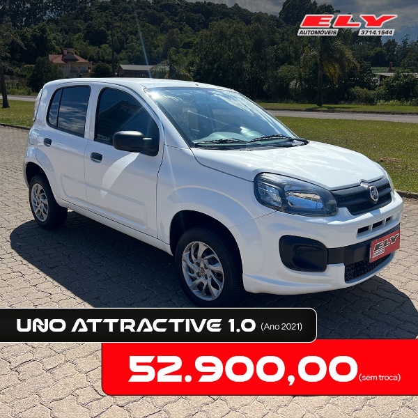 FIAT UNO 1.0 ATTRACTIVE 8V 2021/2021 ELY AUTOMÓVEIS LAJEADO / Carros no Vale